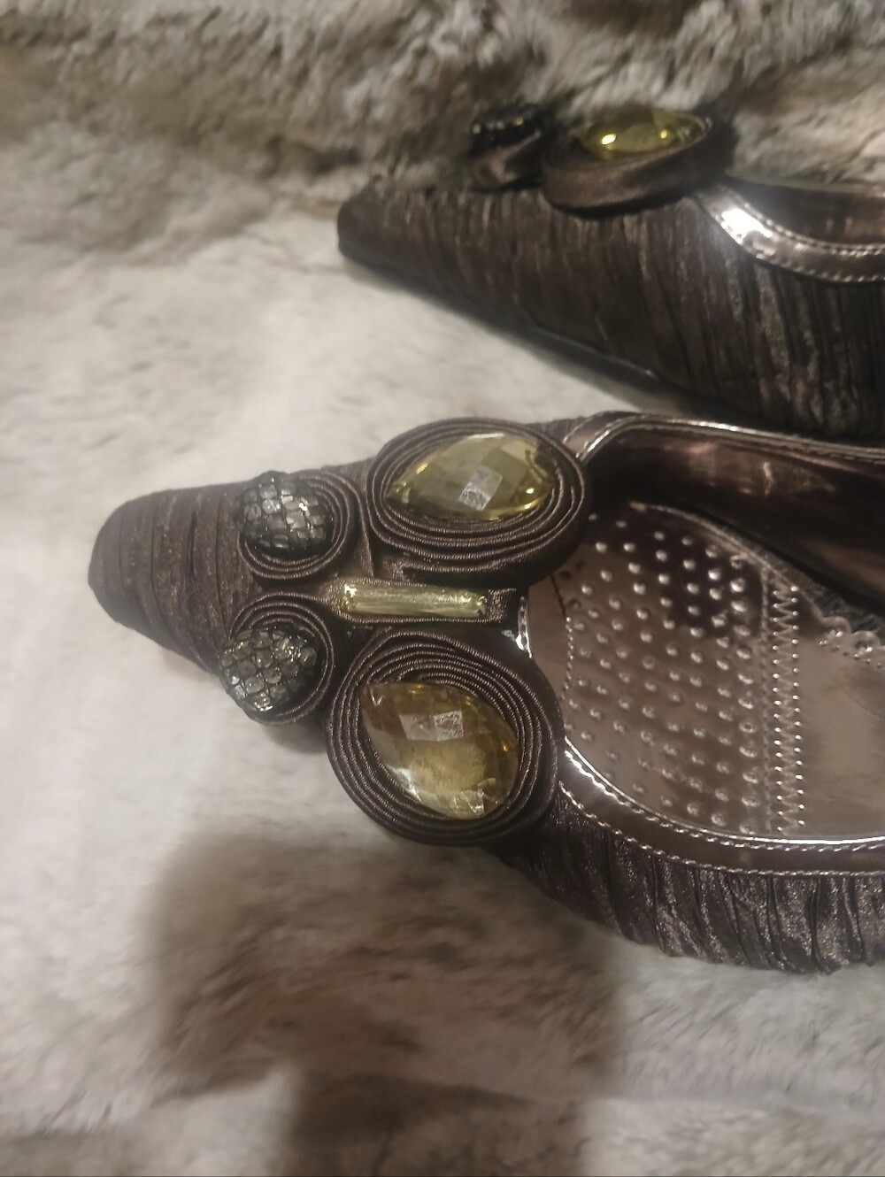 J.Renee Metallic Bronze Embellished Slingback Heels - Picture 3 of 4